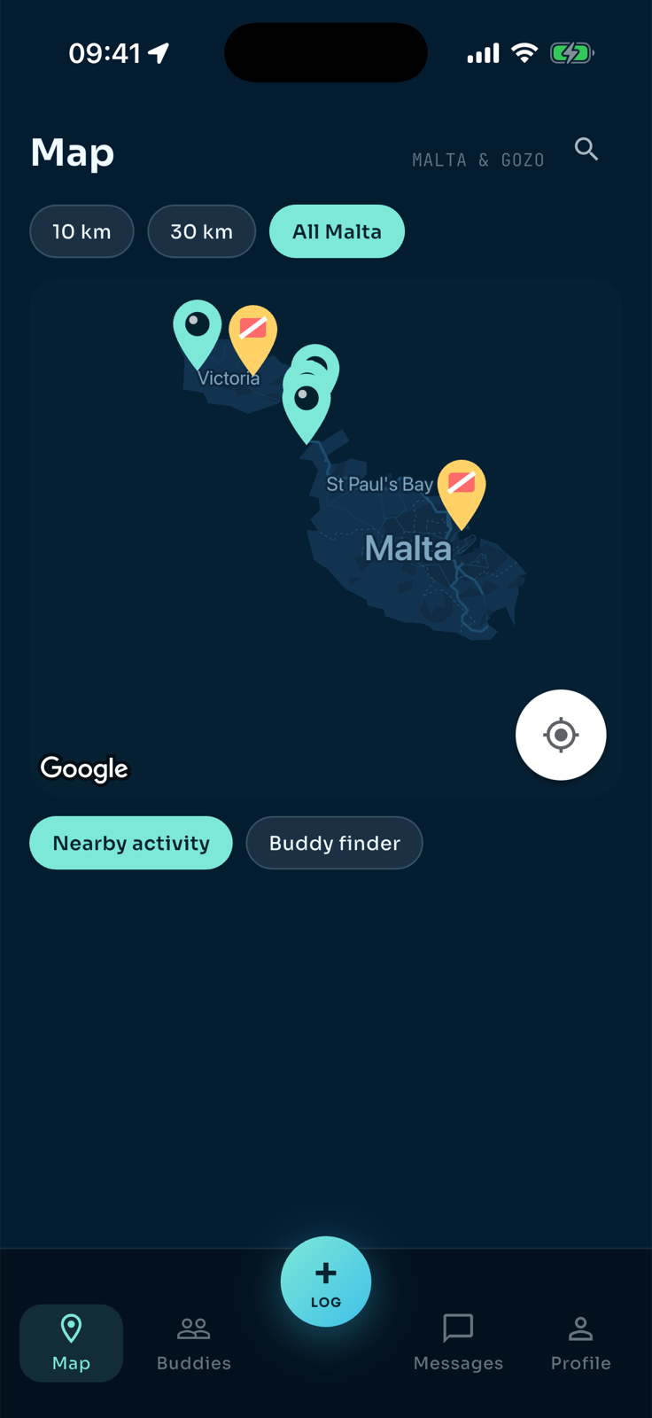 House Reef app — the live map of Malta & Gozo with dive site and dive centre pins